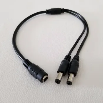 

10pcs/lot 5.5mm x 2.1mm DC 1 Female to 2 Male 2-Way Splitter Power Cable Cord Copper Wire for CCTV Camera System
