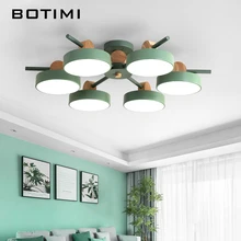 BOTIMI японская люстра с металлическими абажурами для гостиной потолочные деревянные люстры 220V светильники для спальни
