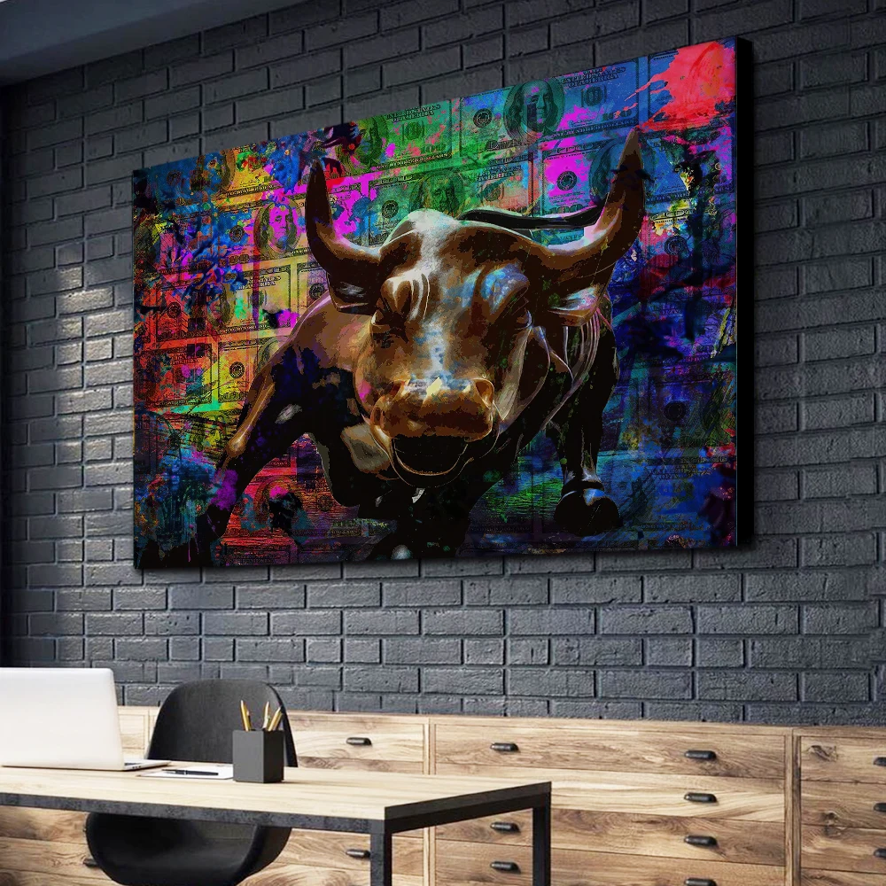 Картина постеры печати на холсте и принты Bull market Money Wall Art Холст Куадрос Decoraci N Dormitorio Прямая поставка