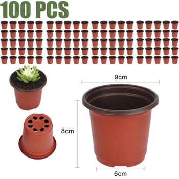 

100pcs Rust Color Flower Pot Plastic Pots Flowerpot Seedlings Balanced Drainage