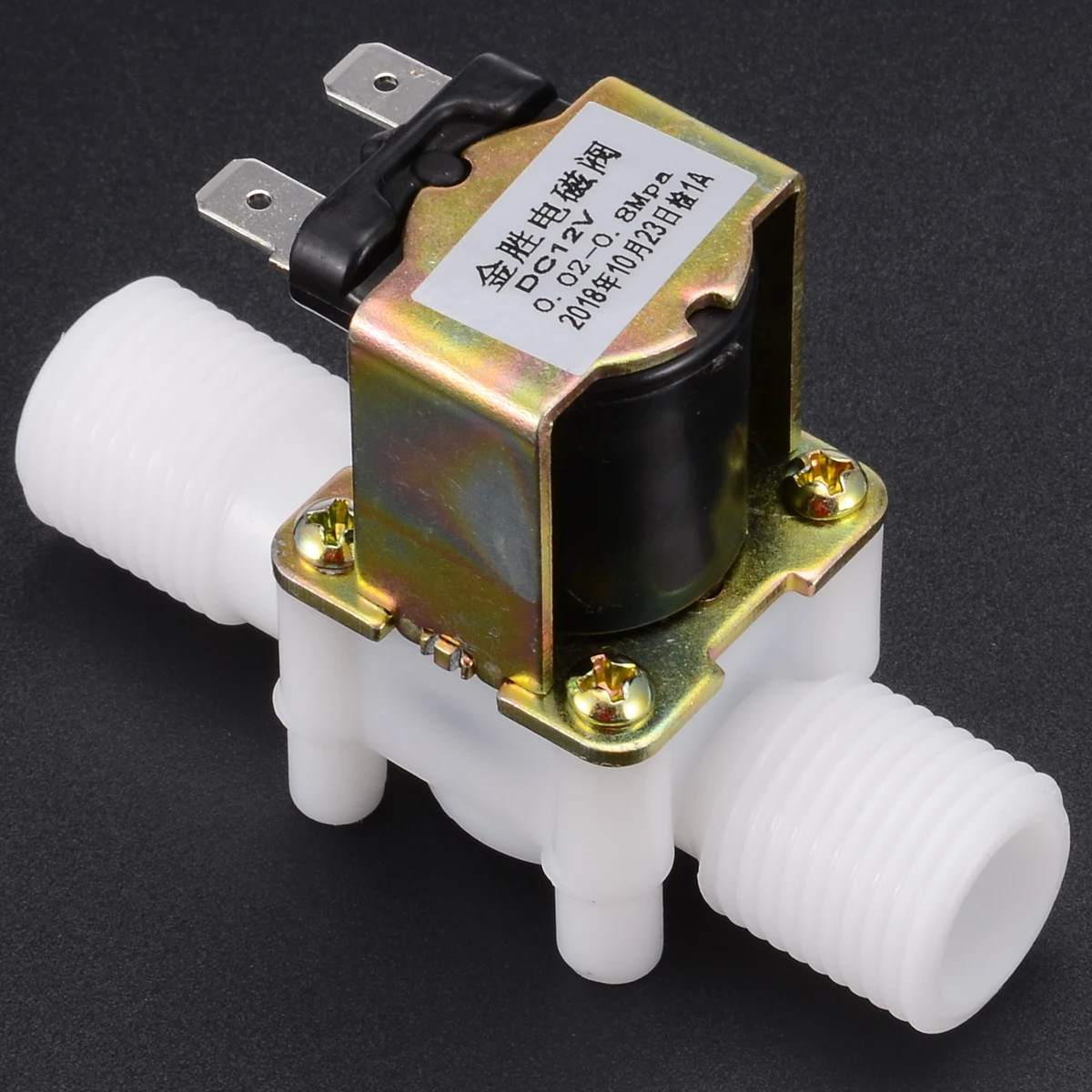 Plastic Water Solenoid Valve Electric Magnetic DC N/C Air Inlet Flow Switch 1/2" 