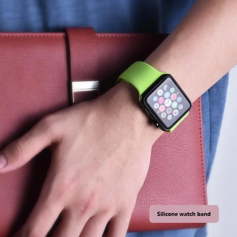 Ремешок для часов Apple, ремешок для наручных часов iWatch i Watch 4 3 2 1 42 мм 44 мм 38 40 мм, силиконовый мягкий браслет для часов