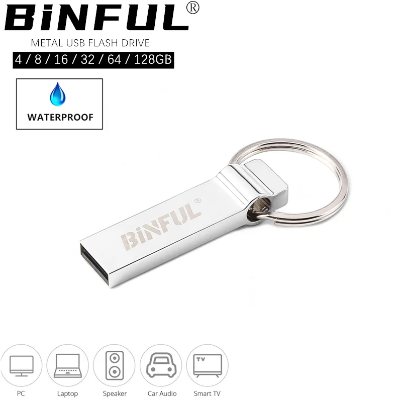 Usb флеш накопитель BiNFUL водонепроницаемый металлический 4 128 ГБ|USB флэш-накопители|