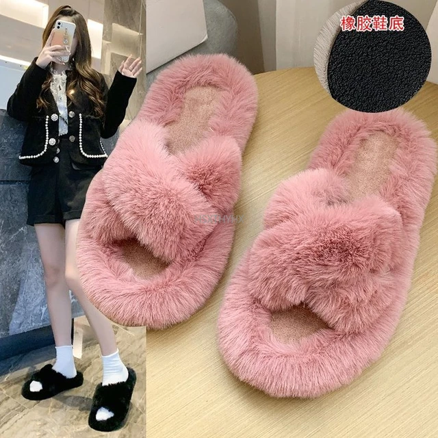 Warm Shoes Woman Winter House Slippers Indoor Female Faux Fur Slip on  Comfortable Slides Pink Flats Women Home Slipper - AliExpress