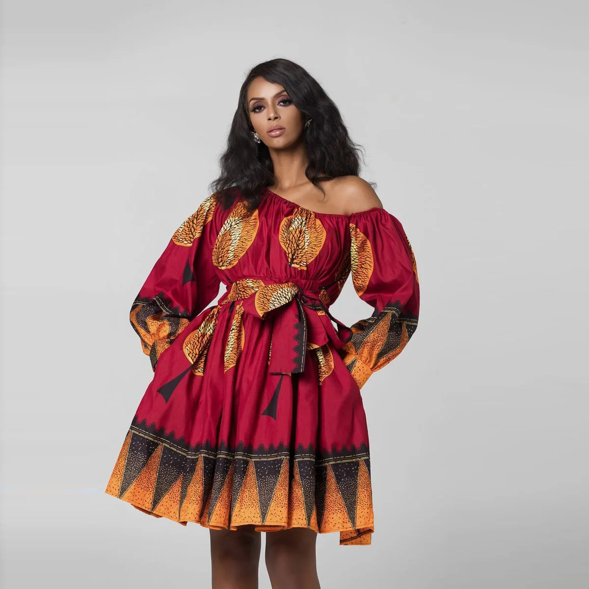 Mini robe africaine dénudée Dashiki Ankara 181