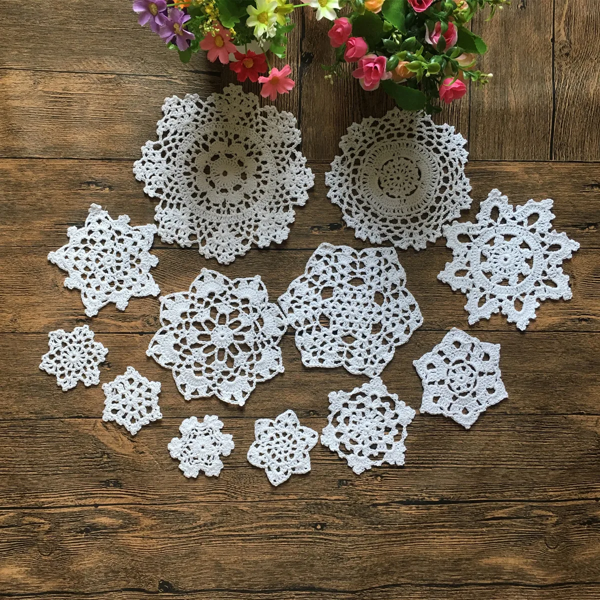 24 винтажные кружевные крючком мотивы мини Doilies 7 18 см свадебное украшение