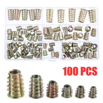 

100pcs/set Zinc Alloy Die Cast Screw Insert Nut M4 M5 M6 M8 M10 Threaded Hex Drive Inserts Wood Screw Inserts Nut