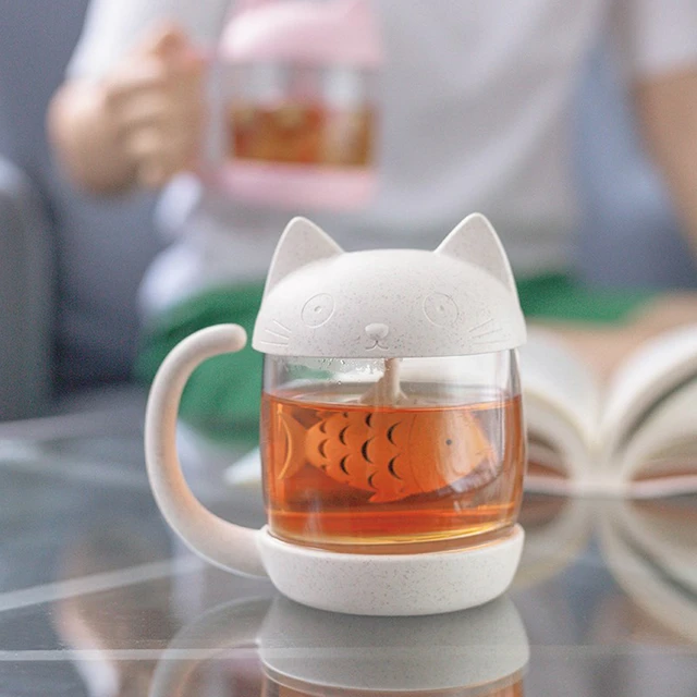 Tasse À Thé En Verre Pour Chat, Haute Qualité, Avec Poisson, Infuseur À  Thé, Filtre, Bouteille En Verre Pour Bureau, 250ml - Tasses - AliExpress