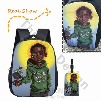 

Cute School Bags American Art Black Boys Pattern Cartoon Children School Bags Baby Kindergarten Backpack Kids Book Bags Sacoche