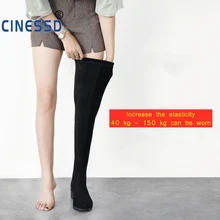 CINESSD, размер 44, облегающие высокие сапоги для женщин, зимние сапоги выше колена, женские черные облегающие теплые сапоги, женские эластичные сапоги, Botas altas Mujer