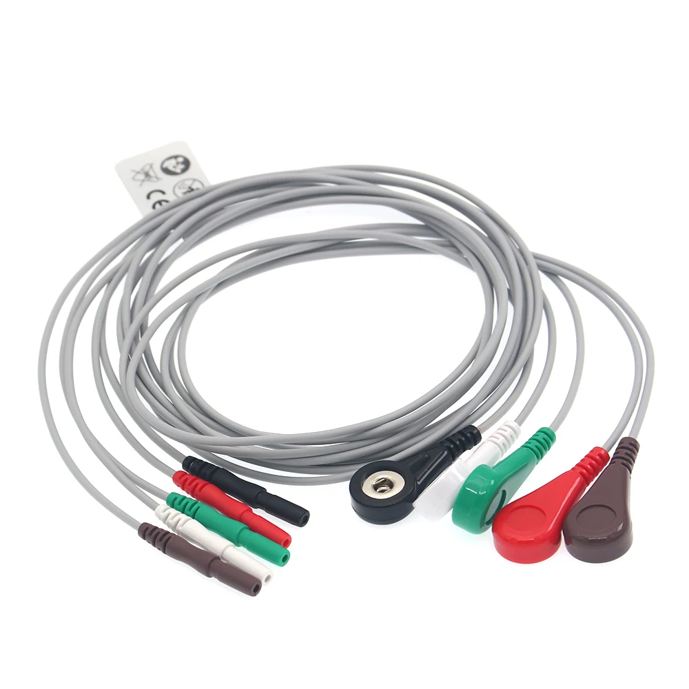 

Holter Recorder ECG Patient Cable Din 1.5 5 Leads Snap 4.0 AHA Standard for Din1.5 Instruments Holter Leadwires