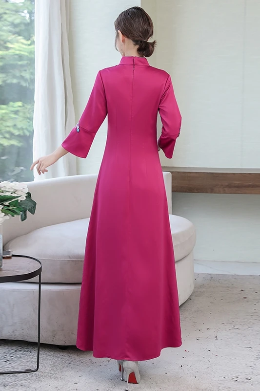 aodai, Восточное женское платье с вышивкой, улучшенное, чонсам, полная длина, платье для банкета, вечерние, длинное, Ципао, женское платье, китайское платье