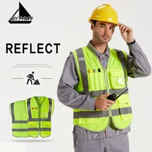 Hi Vis жилет безопасности светоотражающий жилет высокая видимость жилет Мульти Карманы рабочая одежда руководство дорожного движения Рабочий жилет
