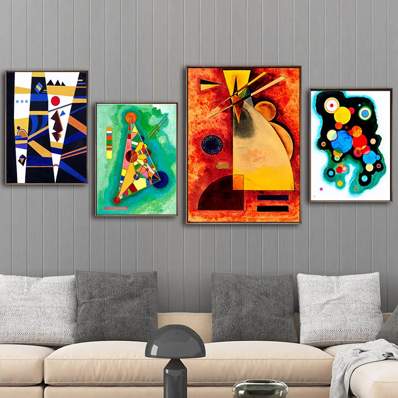 Граффити небесно-голубая Настенная картина абстрактная Wassily Kandinsky масляная