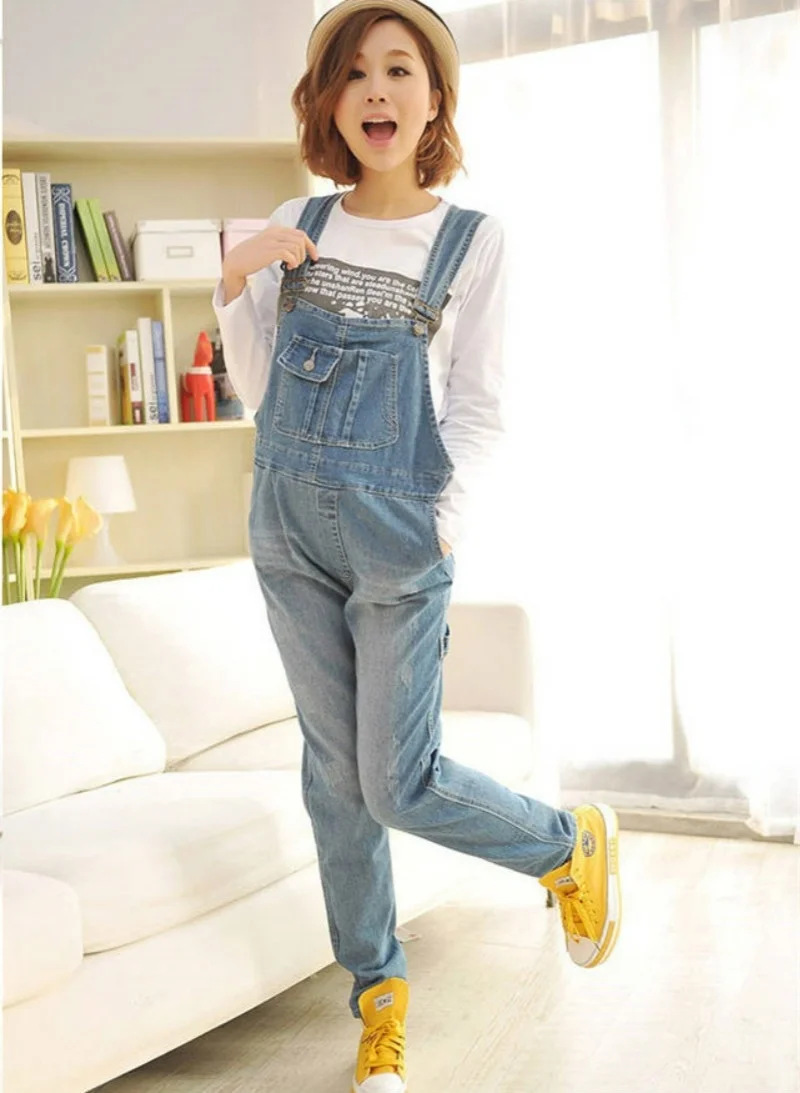 

Fashion Thin Denim Blue Maternity Bib Overall Jeans with Pockets Jumpsuits Clothes for Pregnant Women Pregnancy Trousers Pants