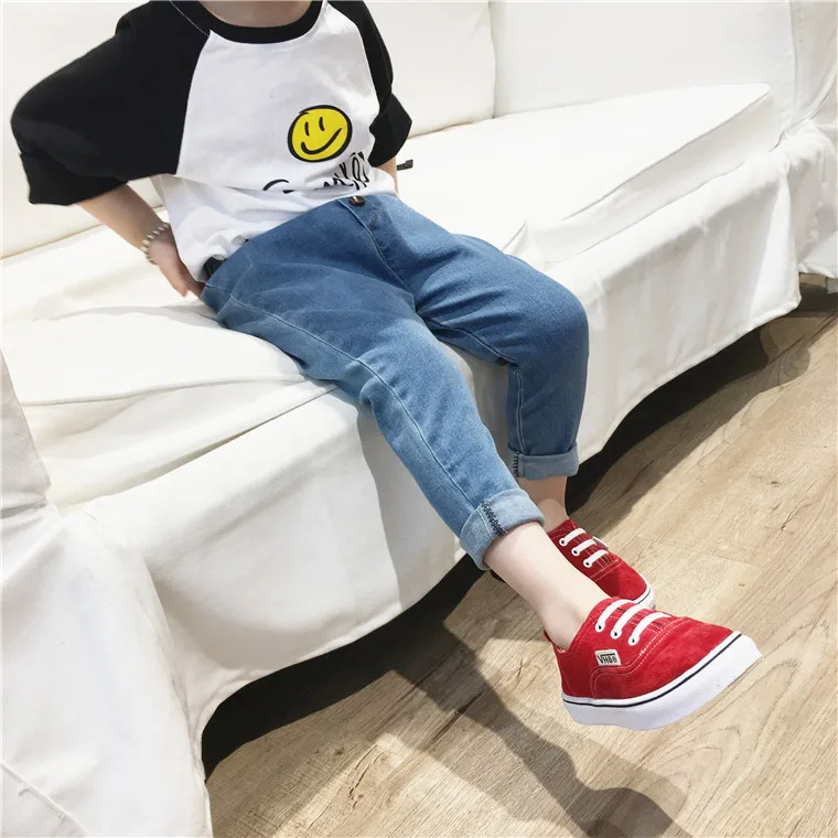 Childrenswear Autumn Crawler Children Cotton Jeans Men And Women Children Three Buckles Korean-style Cowboy Fashion Pants