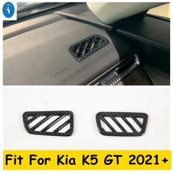 

Dashboard Front AC Air Conditioning Vents Frame Cover Trim Accessories For Kia GT K5 2021 Carbon Fiber Look Interior Refit Kit