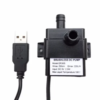 

Professional Low Noise QR30B DC 5V 2.3W 220L/H Flow Rate Waterproof IP68 CPU Cooling Car Brushless Water Pump