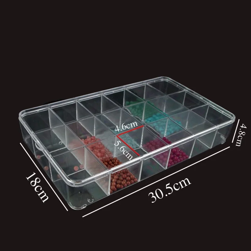 6/12/16/18/24 Grid Jewelry Storage Box Transparent Acrylic Plate Jewelry Display Box Loose Beads Storage Box 5