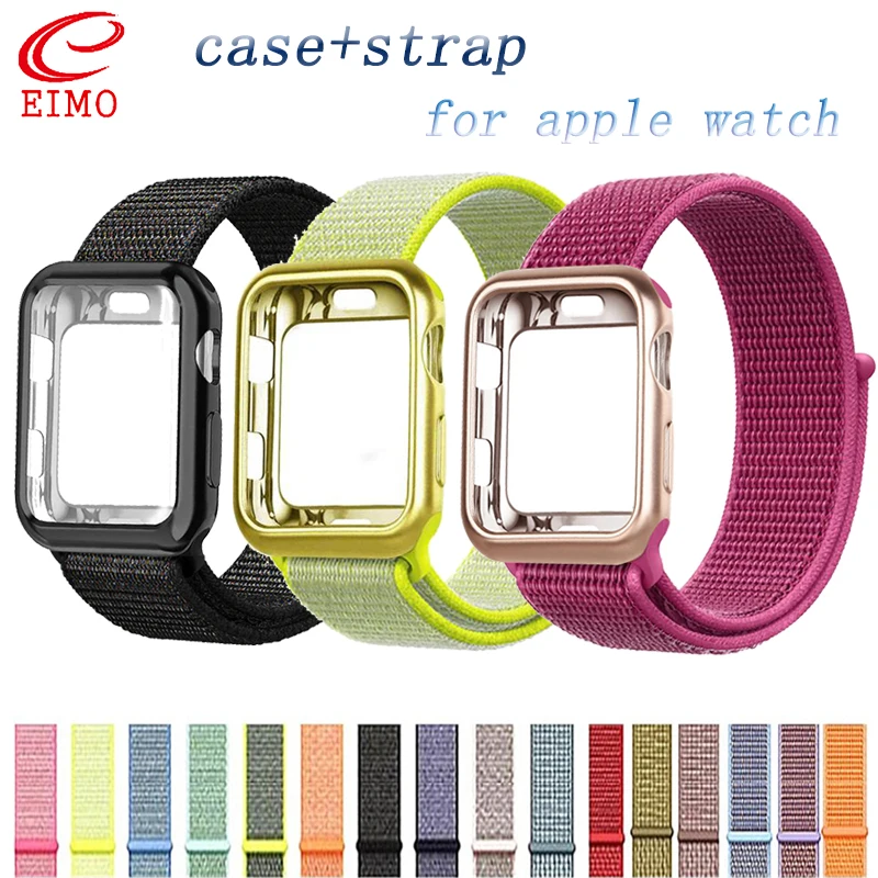 

Case+watch strap for apple watch 4 5 band 44mm/40mm correa apple watch 38 mm iwatch band 42mm sport nylon bracelet watchband 3/2