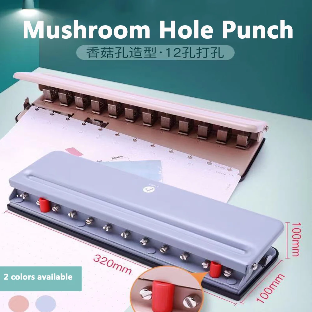 Mushroom Hole Puncher Paper Card Photo Binding Hole Punch Machine, 6 Sheets  of A4 Paper, Positioning Punching Ruler, Replaceable Cutter Head, Turn Any