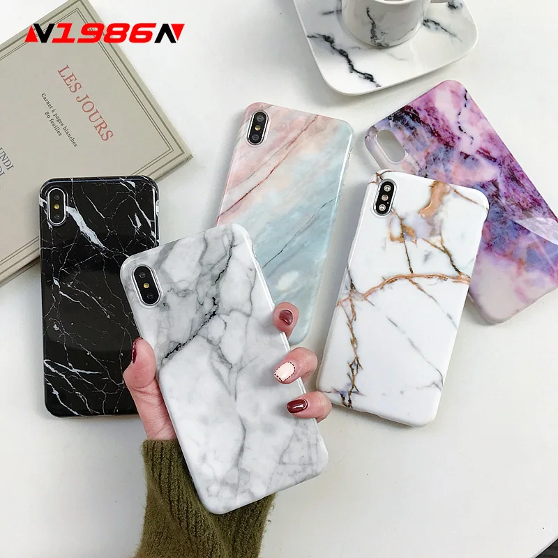 

N1986N Marble Texture For iPhone X XR XS Max Phone Case Fashion Colorful Granite Matte Soft IMD For iPhone 6 6s 7 8 Plus X XS XR