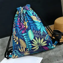 Женский мешок для хранения, органайзер для покупок, легкая тряпичная Сумочка для путешествий, многофункциональная сумка на шнурке, Спортивная, открытая, с цветочным принтом