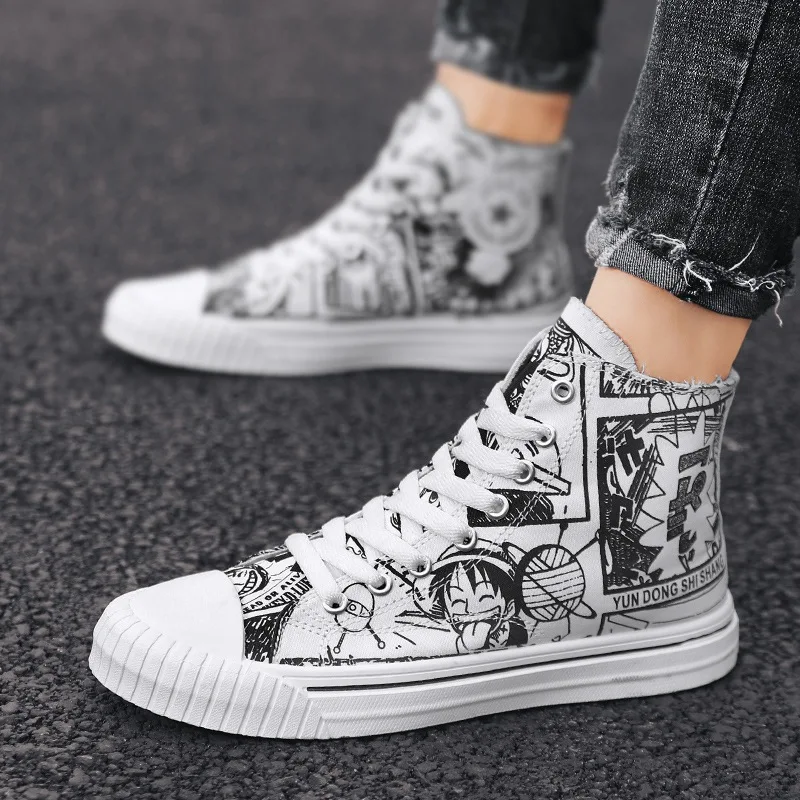 

2019 Summer New Style Students Canvas Shoes Hight-top Cloth Shoes Men Korean-style Trend One Piece Shoes MEN'S Casual Shoes