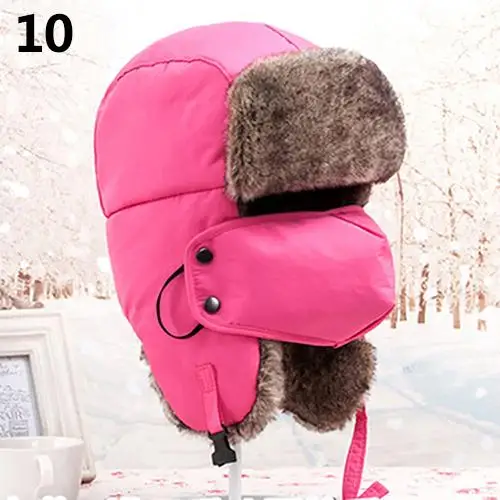 Hot Pink Модная мужская и женская зимняя теплая шапка ушанка с ветрозащитной маской Новинка Горячая Распродажа модная мужская - Цвет: Hot Pink