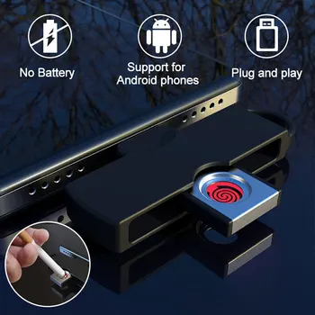 

2020 Mini Electric Lighter Battery-Free Cigarette Lighter Connected To Mobile Phone Plug And Play Aansteker Windproof