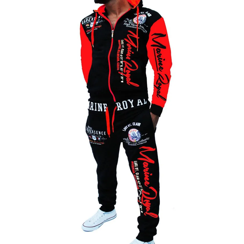 Flash Sale 2019 New Brand  Sport suit Men Jogger Set Printed Tracksuit Men Clothes Men Track Suit Hooded Jacket Sport suit Sports Suits