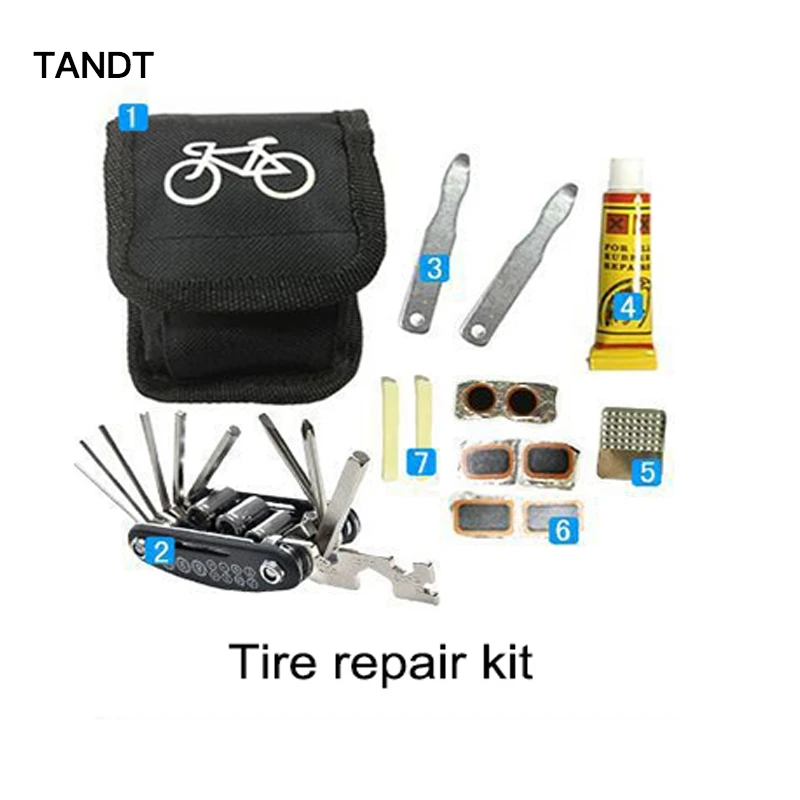 

Bicycle Bike Tire Repair Tools Kit Set Bag Multitool Cycling Service Folding Hex Wrench Tool Bicycle Portable Riding Equipment