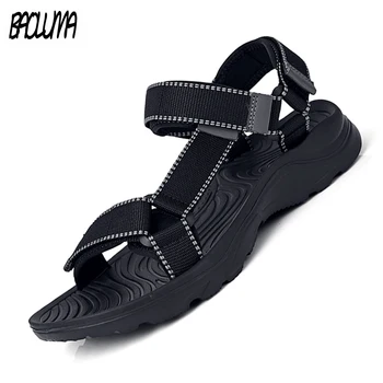 

Men's Sandals Summer Fashion Denim Canvas Beach Soft Men's Shoes Brand Outdoor Light Men's Sandals Casual Shoes Breathable Flats