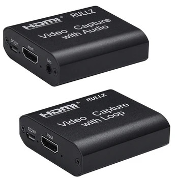 

USB 2.0 Mini 4K 1080p HD HDMI Video Capture Card Microphone In Audio Loop Out for Youtube Live Streaming Plate Game Record Box