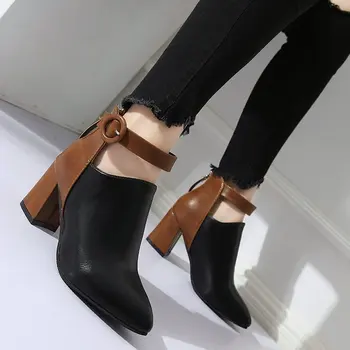 

Boots women 2019 Pointed Toe Ankle Boots For Women High Heel Botton Ladies Shoes Size Bota Feminina dfv67
