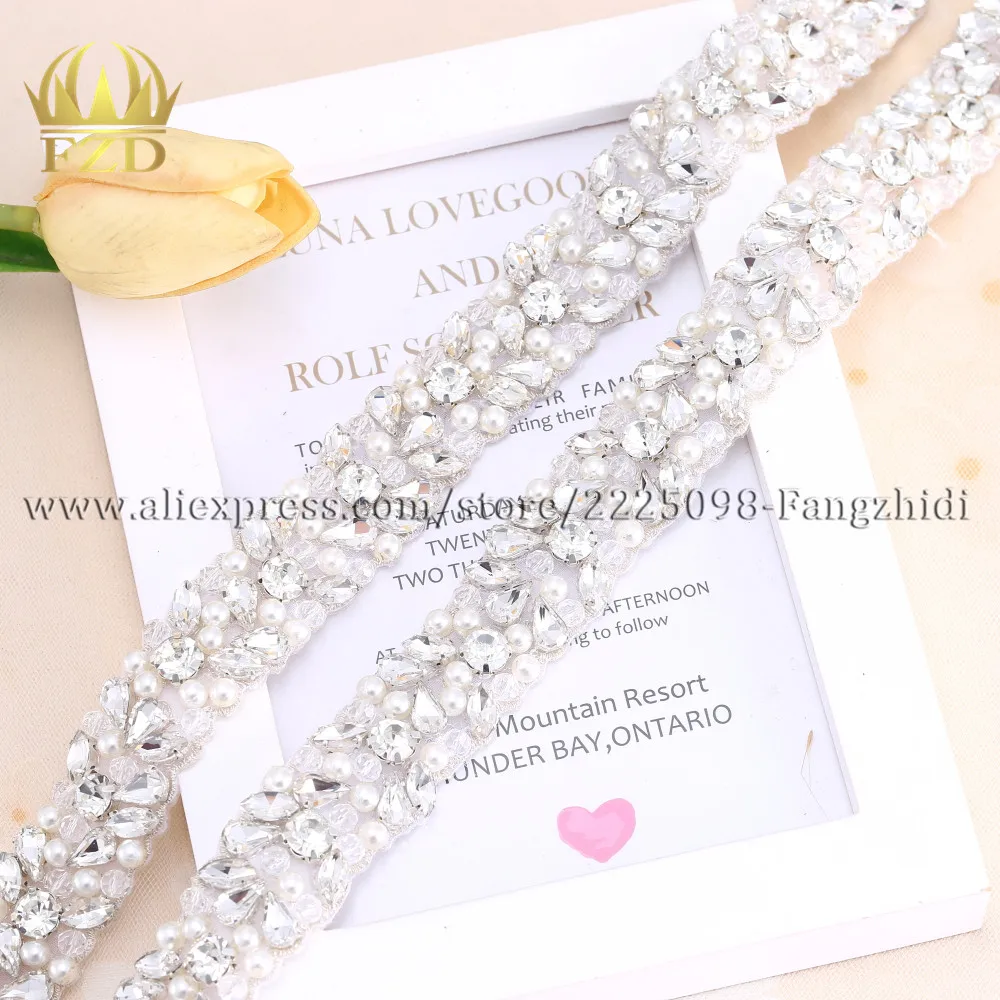 FZD Wholesale 30 Yard Sew on Wedding belt rhinestone applique beaded silver crystal rhinestones Costume Decorative bridal | Дом и сад