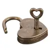 New Vintage Heart Shape Mini Padlock Bag Travel Suitcase Luggage Box Case Key Lock Retro Combination Lock Jewelry Box Padlock 1
