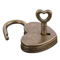 New Vintage Heart Shape Mini Padlock Bag Travel Suitcase Luggage Box Case Key Lock Retro Combination Lock Jewelry Box Padlock 1