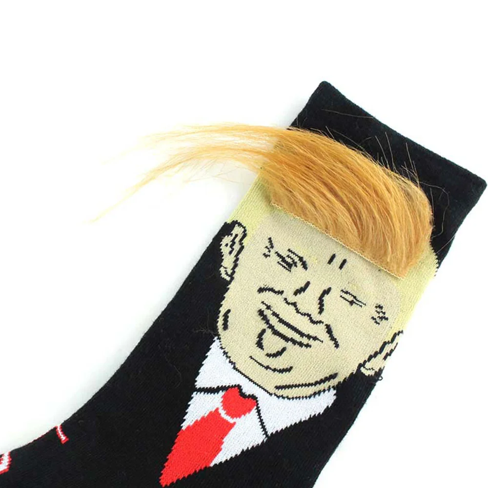 Дональд Трамп смешные мужские носки женские принты повседневные носки для взрослых 3D поддельные волосы Гольфы хип-хоп повседневные хлопковые носки для скейтборда