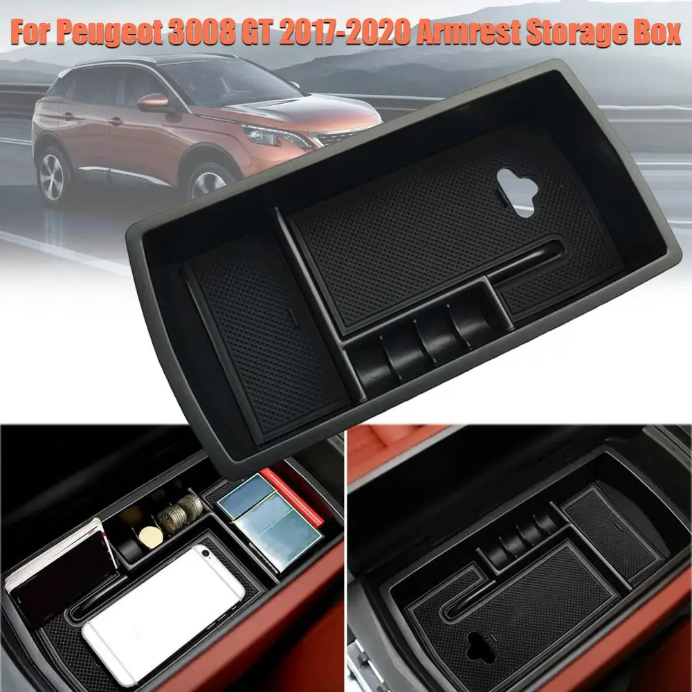 

1 PCS/set pp Car Central Armrest Storage Box Container Holder Tray for Peugeot 3008 GT 2016-2020 Car interior accessories box