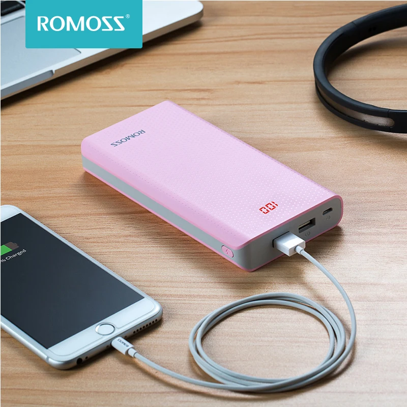 ROMOSS Sense 6 LED Power Bank 20000mAh Dual USB Powerbank Portable Charger External Battery With LED Display For iPhone Huawei
