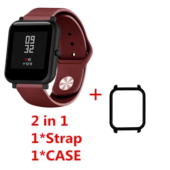 

2in1 Soft Silicone Band for Xiaomi Huami Amazfit Bip Little Strap Bracelet Watch with PC Case Cover Screen Protector Film