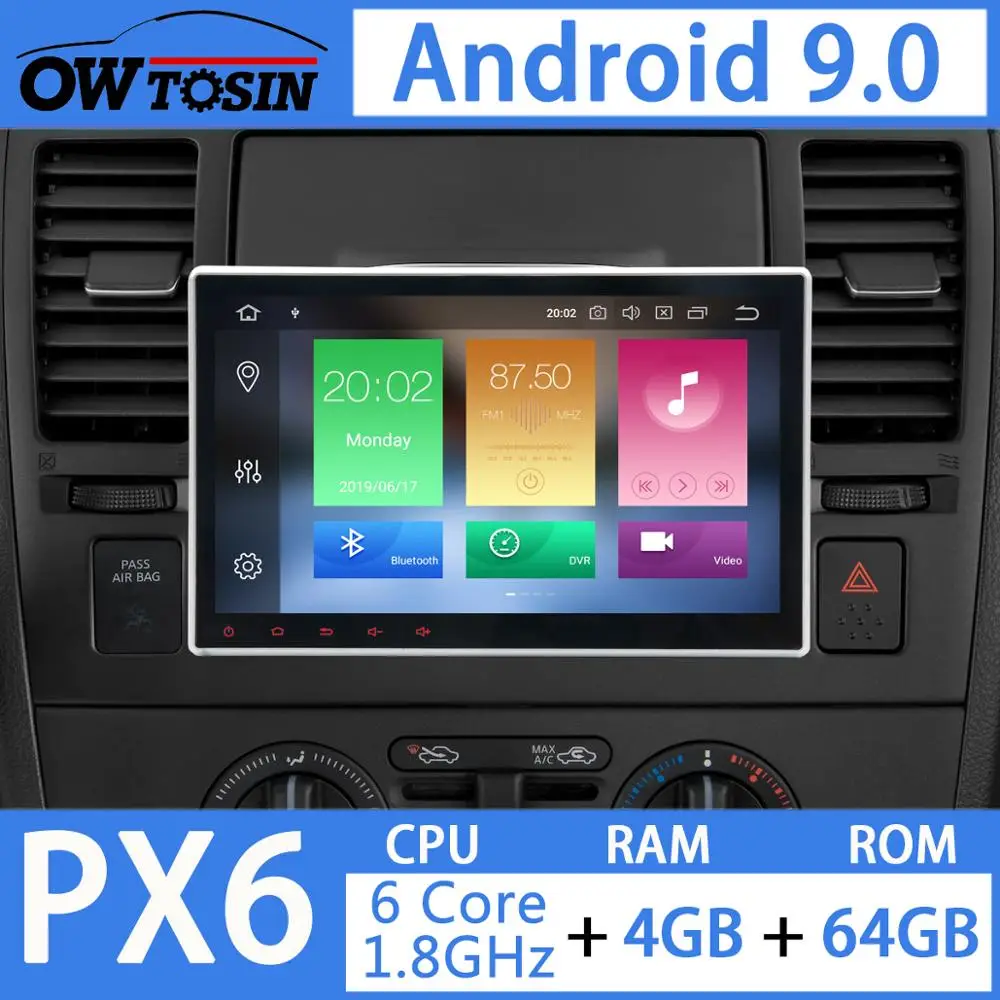 Discount 10.1" Android 9.0 PX6 4+64G 2 Din Universal Car DVD Radio Stereo GPS Navigation Head Unit Multimedia DSP Carplay Double Din 2Din 1