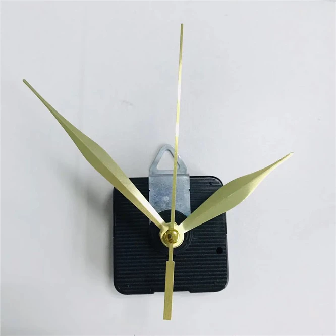 Mecanismo de movimiento de reloj de pared de cuarzo silencioso con gancho, Kit de piezas de repuesto, estilo dorado, manos doradas simples DIY, eje de 28mm