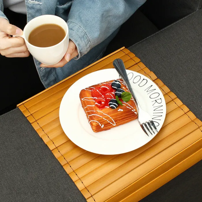 Горячий бамбуковый поднос для дивана, стол для закусок, журнальный коврик, подстилка, портативный для дома HY99
