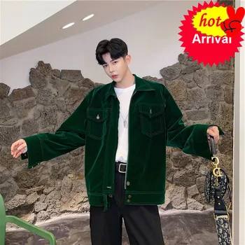 

Suede Men Casual Jacket Male Vintage Fashion Streetwear Hip Hop Coat Outerwear