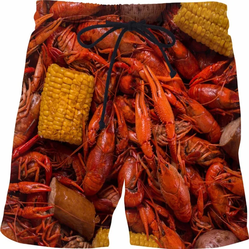 New sausage party food all print men's shorts neutral street style Elastic Waist Shorts summer beach shorts