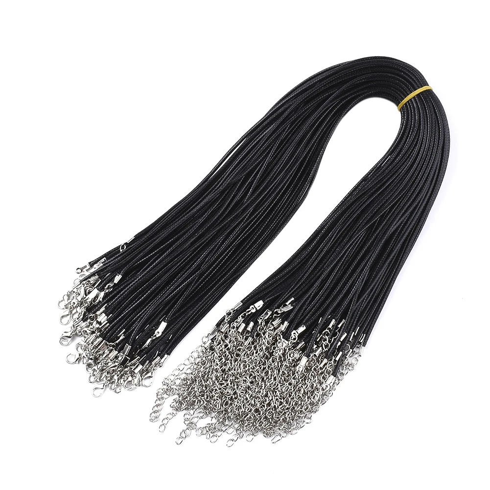 10pcs 2mm Waxed Cord Necklace Making with Alloy Lobster Clasp Adjustable Braided Rope For DIY Necklace Jewelry Making 