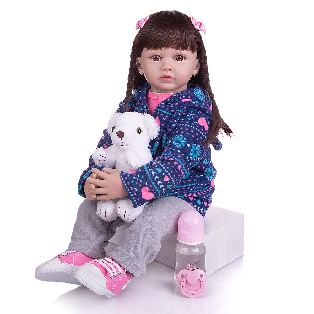 

KEIUMI 24 Inch Reborn Baby Doll Cloth Body Long Hair Newborn Bebe Reborn Girl Doll For Toddler Children's day Xmas Gift