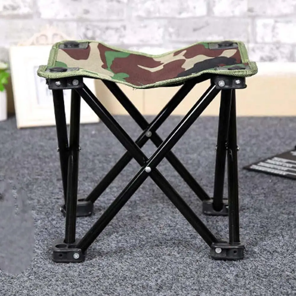 

Oxford Cloth Portable Folding Stool Iron Sturdy Camouflage Folding Chair Beach Bench Travel Folding Chair Camping BBQ Fishing